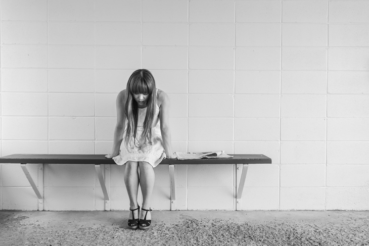 MMJ Recs - Black and White Girl Sitting Alone